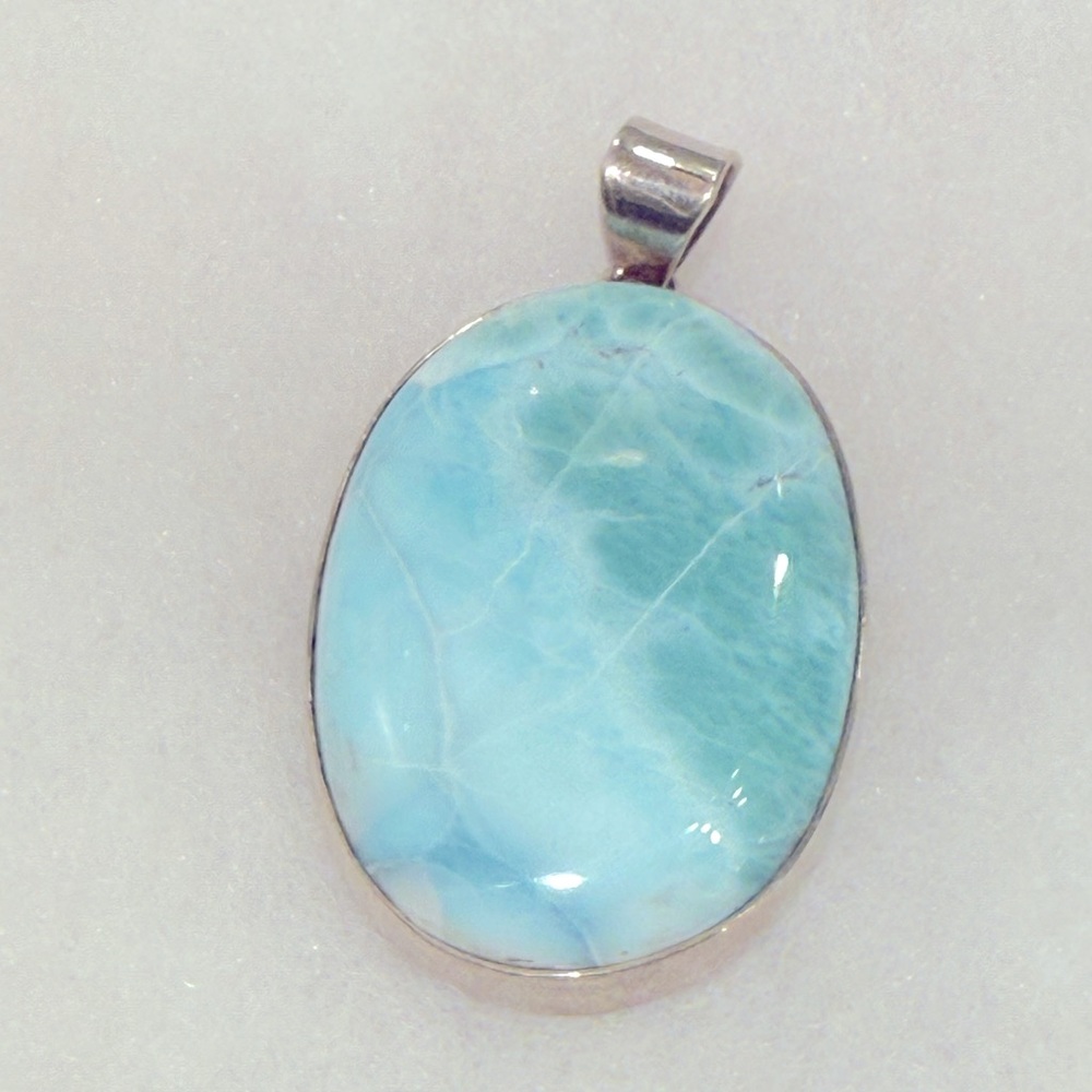 Sterling Silver Larimar Oval Pendant
